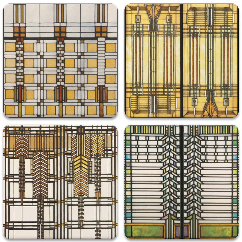 CoasterStone Absorbent Coasters, 4-1/4-Inch, "Frank Lloyd Wright Art Glass Collection", Set of 4 - Image 1